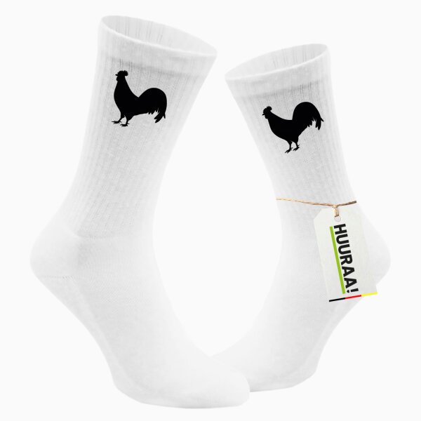 Socken Hahn Silhouette Größe 37/46 White Motiv Tennissocken
