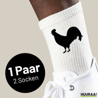 Socken Hahn Silhouette Größe 37/46 White Motiv...