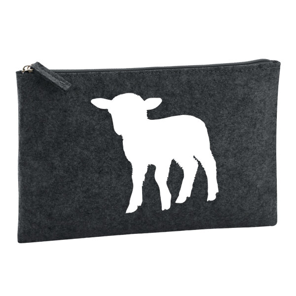 Kulturbeutel Lamm Silhouette 1 Liter Filz Charcoal Kosmetiktasche