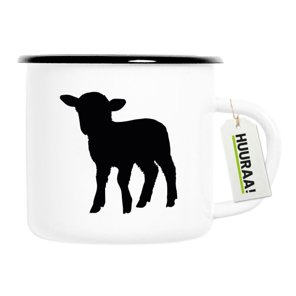 Emaille Tasse Lamm Silhouette 300ml Vintage Emaille Becher