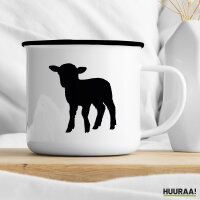Emaille Tasse Lamm Silhouette 300ml Vintage Emaille Becher