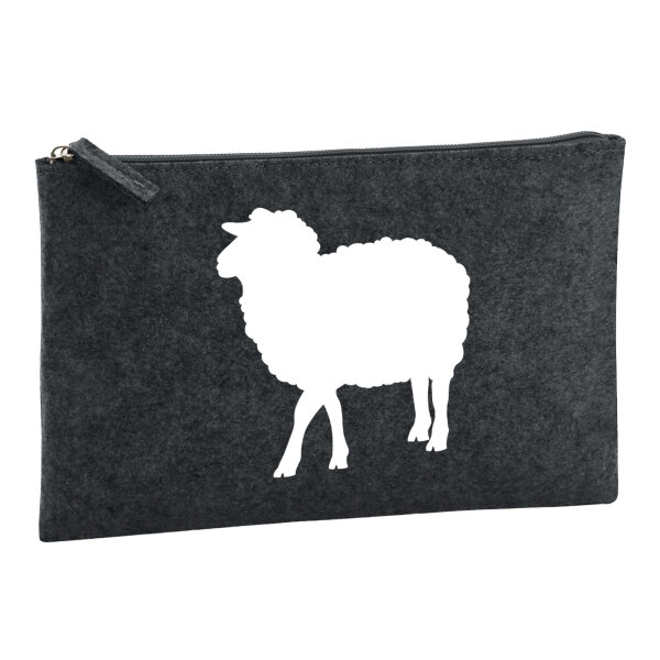 Kulturbeutel Schaf Silhouette 1 Liter Filz Charcoal Kosmetiktasche