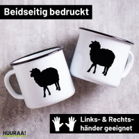 Emaille Tasse Schaf Silhouette 300ml Vintage Emaille Becher