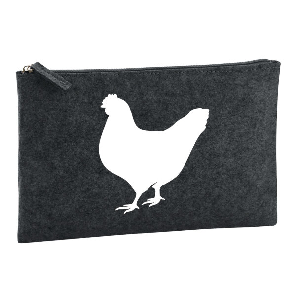 Kulturbeutel Huhn Silhouette 1 Liter Filz Charcoal Kosmetiktasche