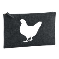 Kulturbeutel Huhn Silhouette 1 Liter Filz Charcoal...