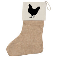Weihnachtsstrumpf Huhn Silhouette Beige