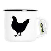Emaille Tasse Huhn Silhouette 300ml Vintage Emaille Becher