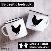 Emaille Tasse Huhn Silhouette 300ml Vintage Emaille Becher