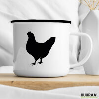 Emaille Tasse Huhn Silhouette 300ml Vintage Emaille Becher