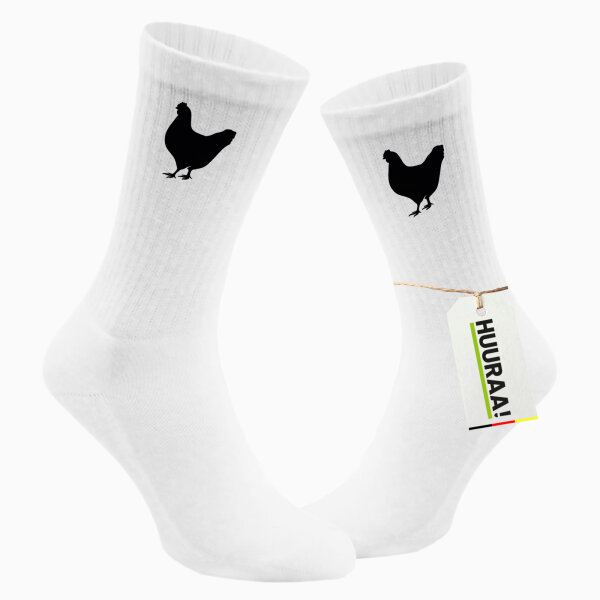 Socken Huhn Silhouette Größe 37/46 White Motiv Tennissocken