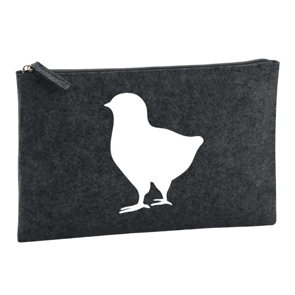 Kulturbeutel Küken Silhouette 1 Liter Filz Charcoal Kosmetiktasche