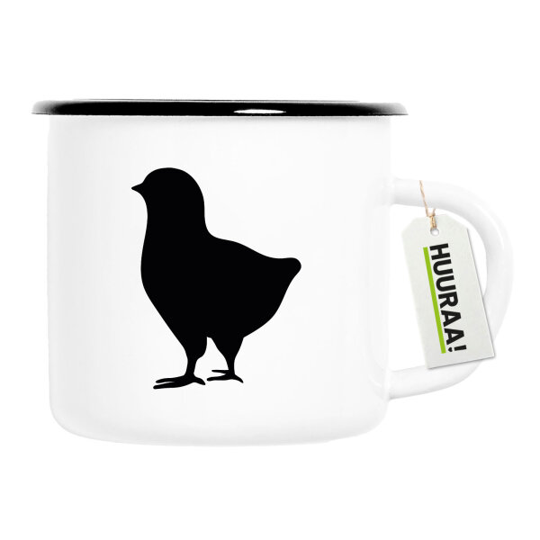 Emaille Tasse Küken Silhouette 300ml Vintage Emaille Becher