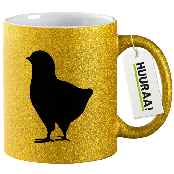 Glitzertasse Küken Silhouette 330ml