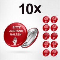Button Bitte Abstand halten Anstecker Größe 59mm