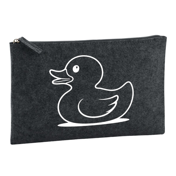 Kulturbeutel Gummiente Silhouette 1 Liter Filz Charcoal Kosmetiktasche