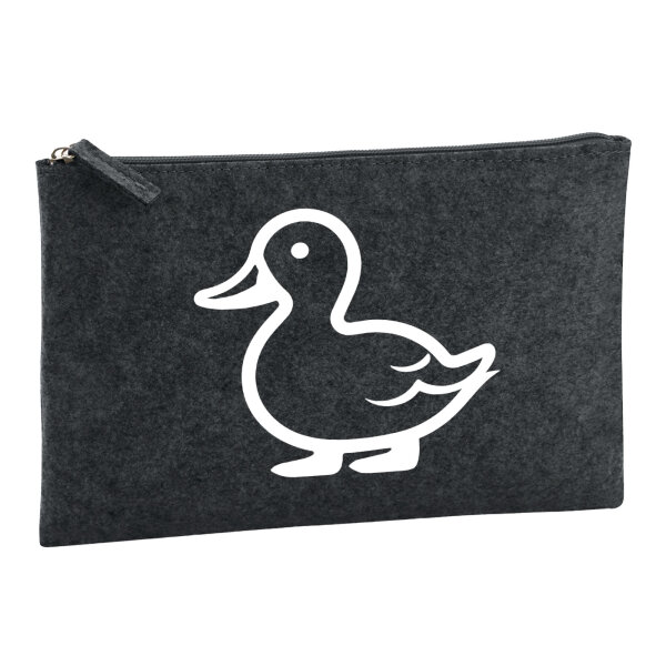 Kulturbeutel Ente Silhouette 1 Liter Filz Charcoal Kosmetiktasche