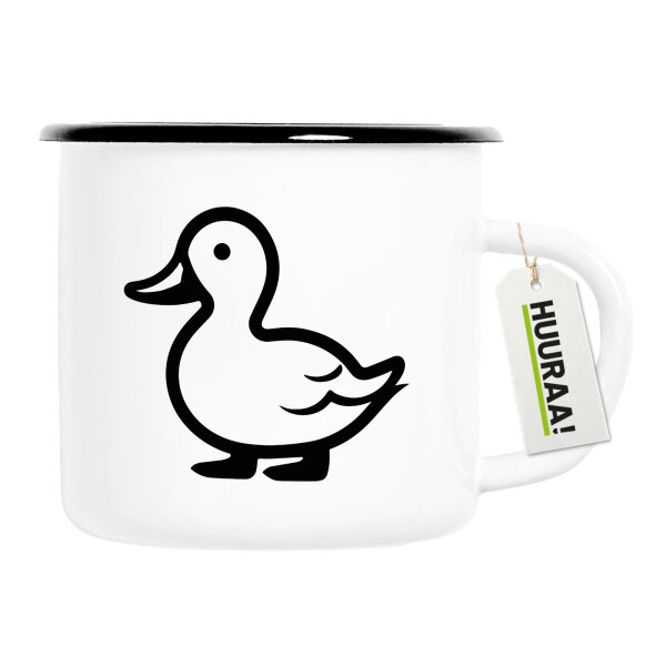 Emaille Tasse Ente Silhouette 300ml Vintage Emaille Becher