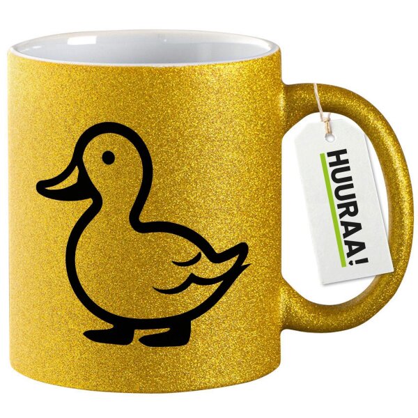 Glitzertasse Ente Silhouette 330ml