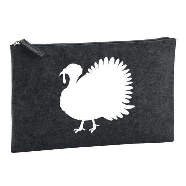 Kulturbeutel Truthahn Silhouette 1 Liter Filz Charcoal Kosmetiktasche