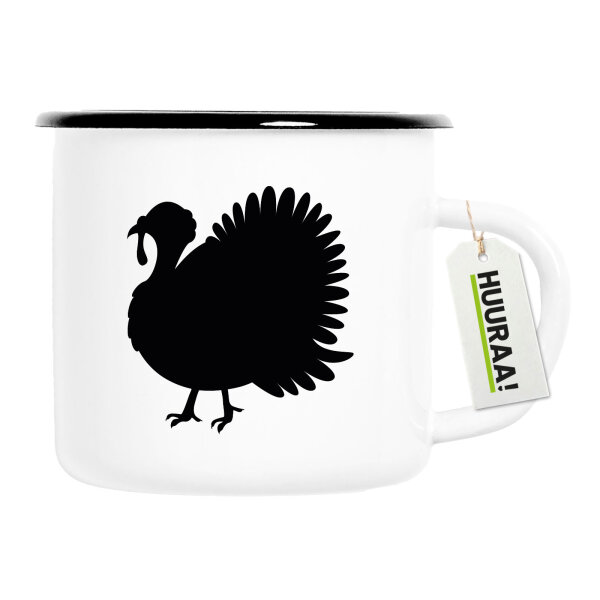 Emaille Tasse Truthahn Silhouette 300ml Vintage Emaille Becher