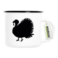 Emaille Tasse Truthahn Silhouette 300ml Vintage Emaille...