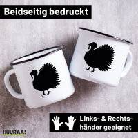 Emaille Tasse Truthahn Silhouette 300ml Vintage Emaille...