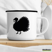 Emaille Tasse Truthahn Silhouette 300ml Vintage Emaille Becher
