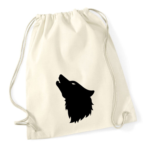 Turnbeutel Wolf Kopf Silhouette 12 Liter