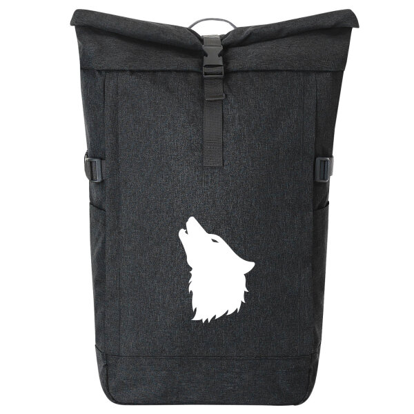 Kurierrucksack Wolf Kopf Silhouette 30-44 Liter Black Melange