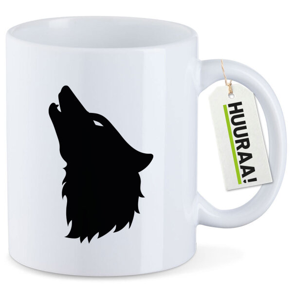 Kaffeetasse Wolf Kopf Silhouette 330ml