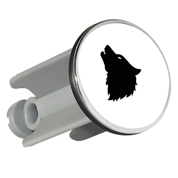 Waschbeckenstöpsel Wolf Kopf Silhouette 4cm Abflussstopfen