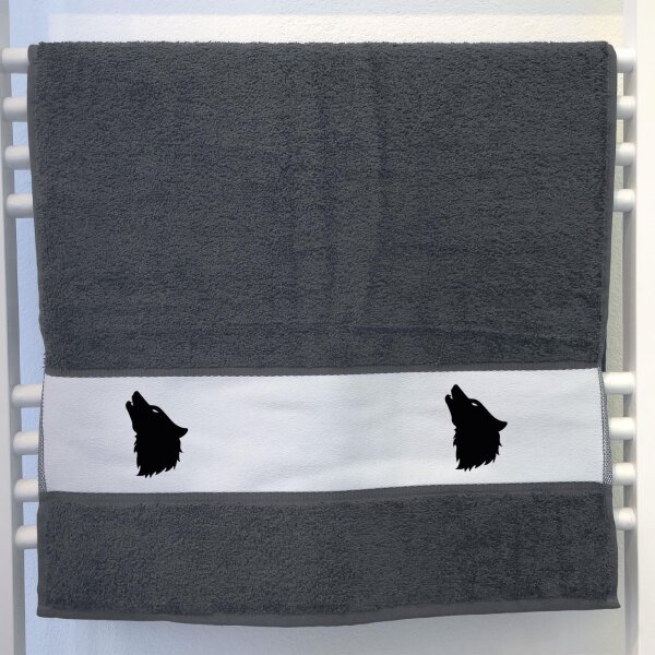 Handtuch Wolf Kopf Silhouette 50x100cm
