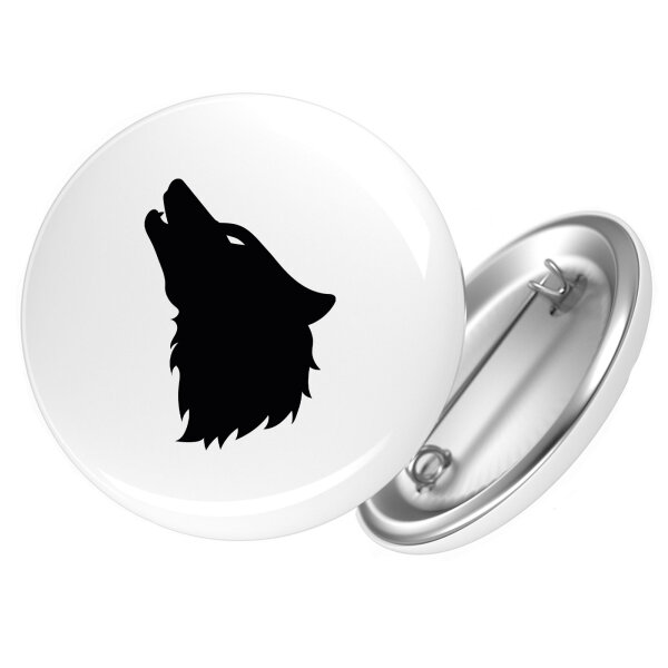 Button Wolf Kopf Silhouette Anstecker