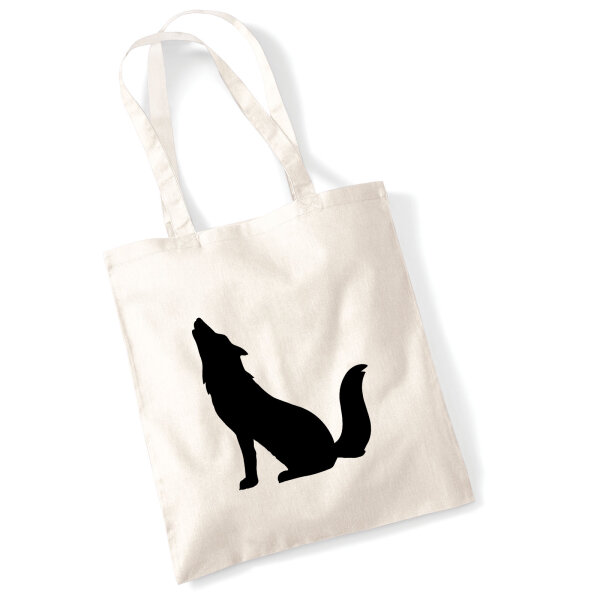 Jutebeutel Heulender Wolf Silhouette 10 Liter