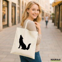 Jutebeutel Heulender Wolf Silhouette 10 Liter