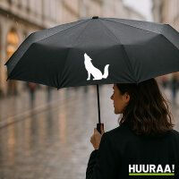 Regenschirm Heulender Wolf Silhouette 98cm Schwarz