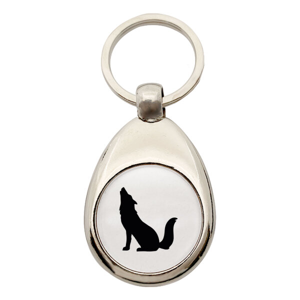 Schlüsselanhänger Heulender Wolf Silhouette