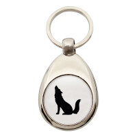 Schlüsselanhänger Heulender Wolf Silhouette