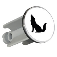 Waschbeckenstöpsel Heulender Wolf Silhouette 4cm...