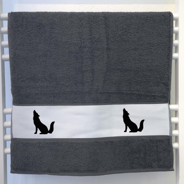 Handtuch Heulender Wolf Silhouette 50x100cm