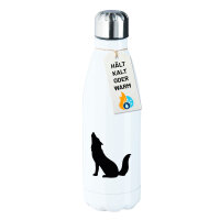 Edelstahl-Trinkflasche Heulender Wolf Silhouette 500ml...