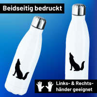 Edelstahl-Trinkflasche Heulender Wolf Silhouette 500ml...