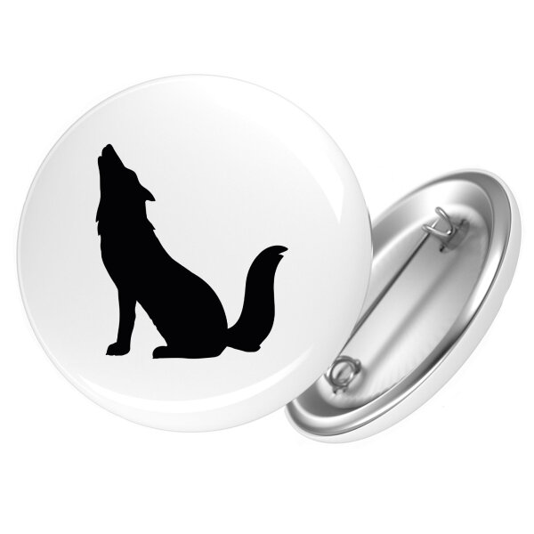 Button Heulender Wolf Silhouette Anstecker
