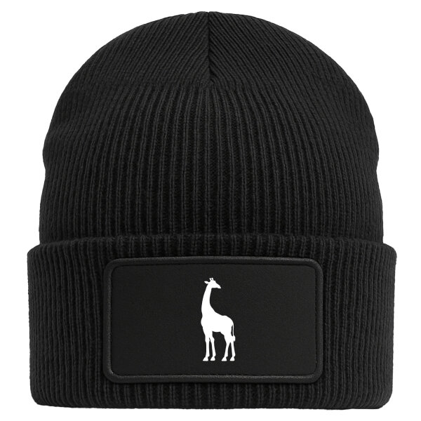 Beanie Giraffe Silhouette Black Mütze