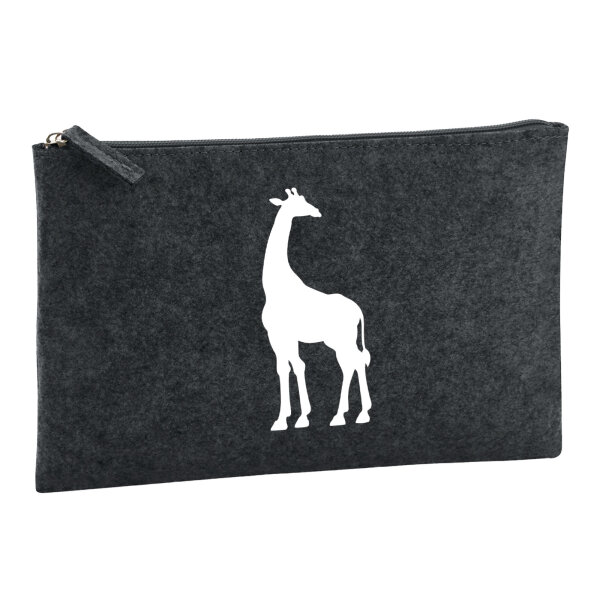 Kulturbeutel Giraffe Silhouette 1 Liter Filz Charcoal Kosmetiktasche