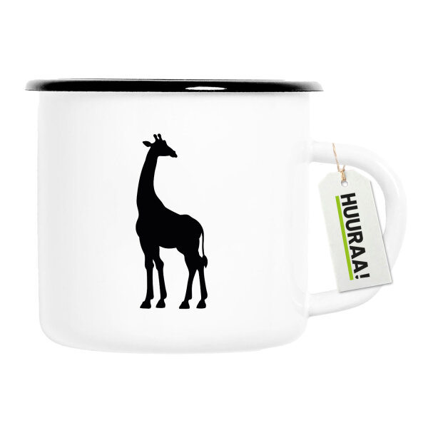 Emaille Tasse Giraffe Silhouette 300ml Vintage Emaille Becher