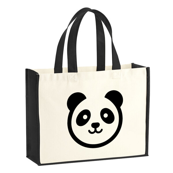 Jutetasche Panda Kopf Silhouette 21 Liter Black