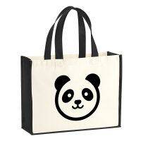 Jutetasche Panda Kopf Silhouette 21 Liter Black