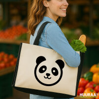 Jutetasche Panda Kopf Silhouette 21 Liter Black