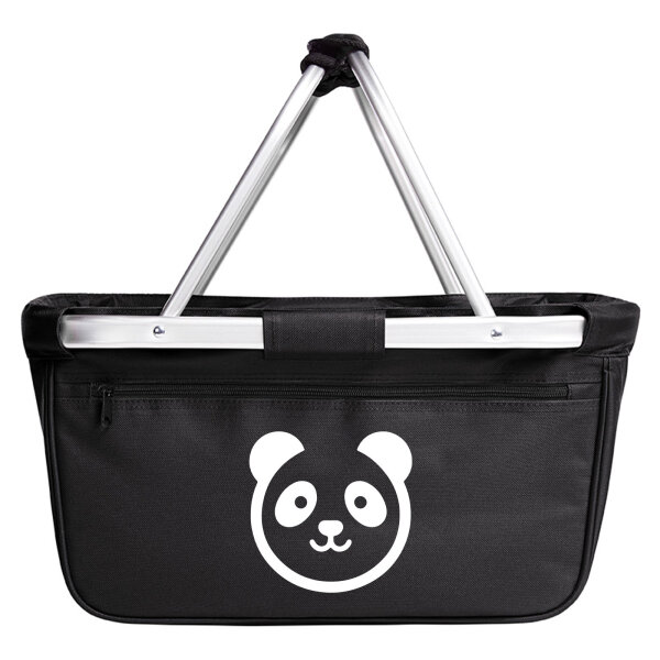 Einkaufskorb Panda Kopf Silhouette 20 Liter Tragekorb Black